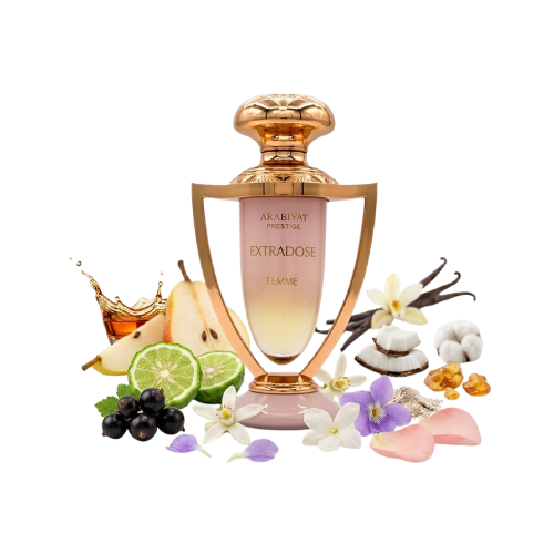 Detalle del frasco Extradose Femme acabado premium perfume mujer sensual y moderno
