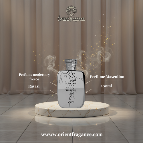 Rasasi Hawas Thunder presentación elegante perfume masculino premium