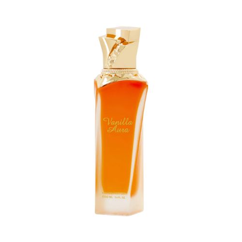 Vanilla Aura de Maison Asrar, perfume de lujo con vainilla intensa, ámbar cálido y maderas suaves. Fragancia elegante, dulce y sofisticada