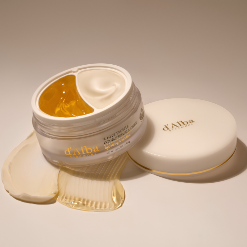 d’Alba White Truffle Double Serum Cream textura y envase crema facial coreana glow