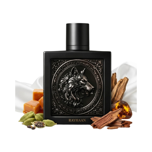 Detalle del frasco Wolf acabado premium perfume hombre sofisticado y poderoso